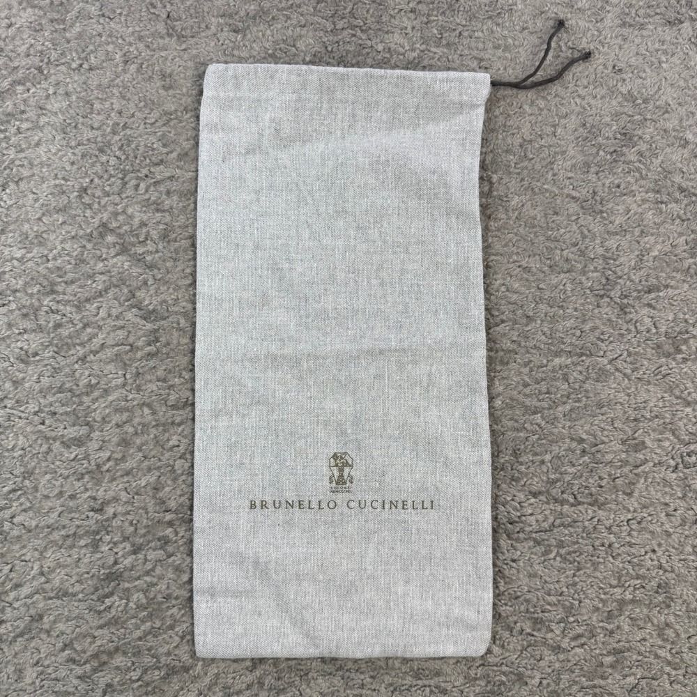 Brunello Cucinelli Grey Linen Drawstring Dust Bag Logo Storage‎ Pouch 8x15